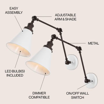 Rover 7" Adjustable Arm Metal LED Wall Sconce